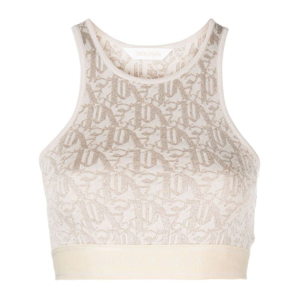 Palm Angels Women Lurex Knit Top With Monogram - Picture 1 of 5